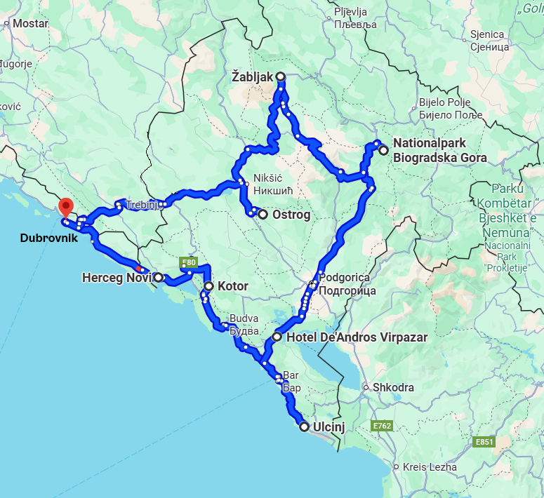 Unsere Montenegro Roadtrip Route